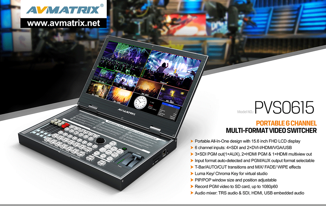 AVMatrix-PVS0615 Portable 6CH SDI/HDMI Video Switcher