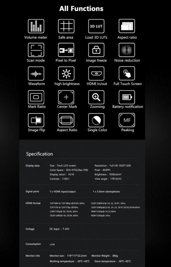 7 inch Touch Screen monitor HDMI in & out - Image 11