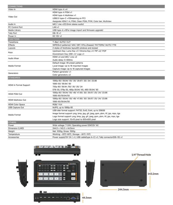 AVMATRIX-HVS0402U MICRO 4 CHANNEL HDMI LIVE STREAMING VIDEO SWITCHER - Image 12