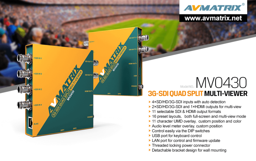 AVMATRIX-MV0430 Mini 4 Channel SDI Multiviewer