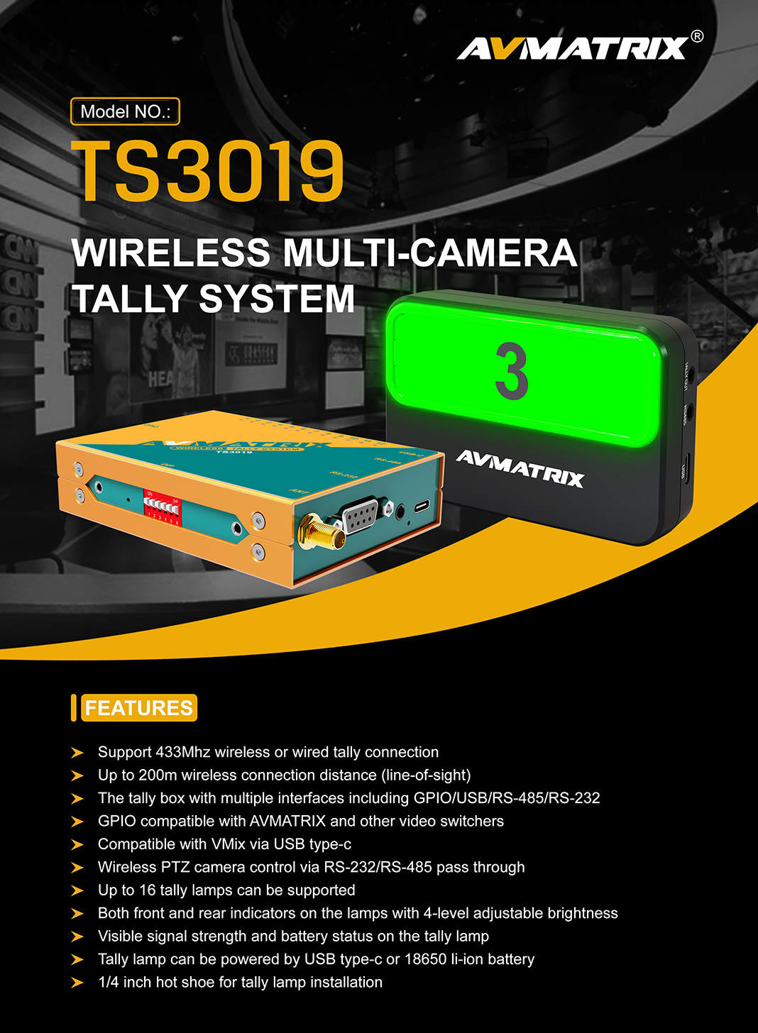 Avmatrix Wireless Multi-Camera Tally System - TS3019
