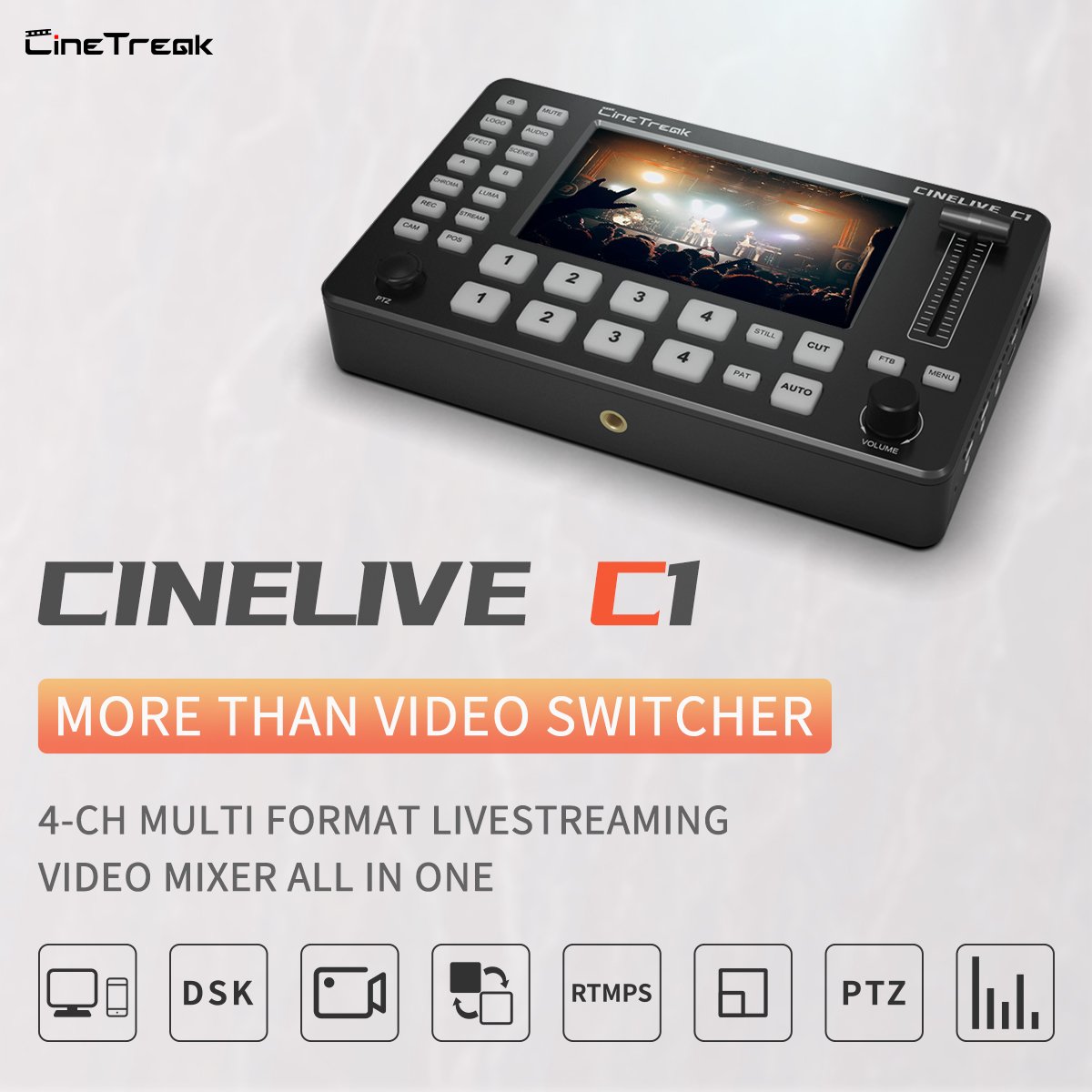 CineTreak CINELIVE C1 4 Channel Livestreaming Switcher - Pixelpitch